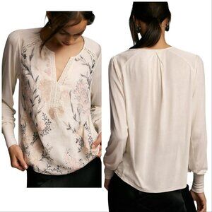 Anthropologie Tiny Holden Long-Sleeve Embroidered Top